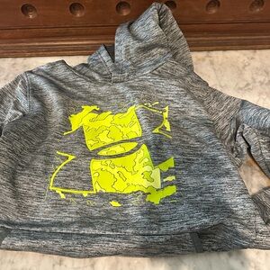 Under Armour Kids Heather Gray Hoodie with Neon Yellow Logo